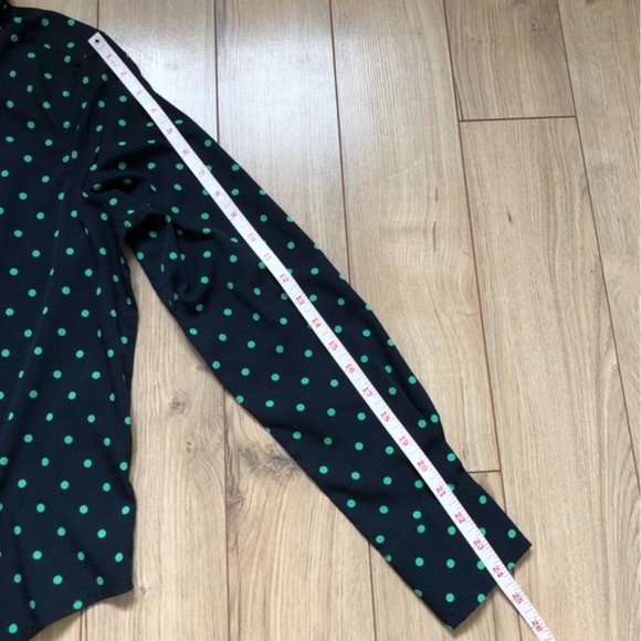 Womens Vero Moda Nicky Navy Green Polka Dot Tie front button up blouse size S - Picture 11 of 11